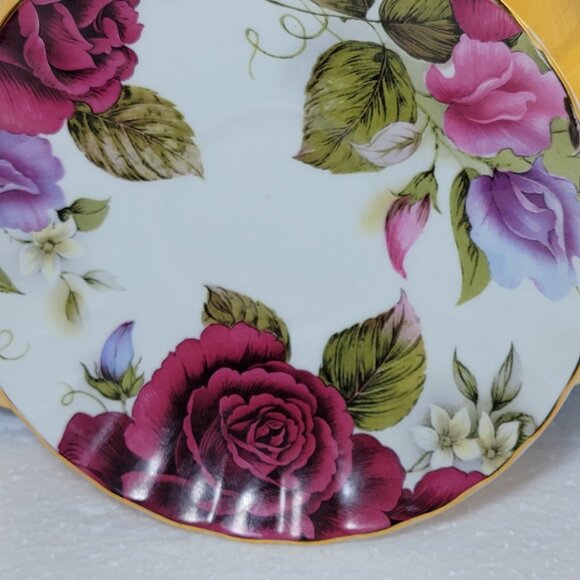 Royale Garden Staffordshire Fine Bone China Teacups and Saucers - Picture 7 of 7